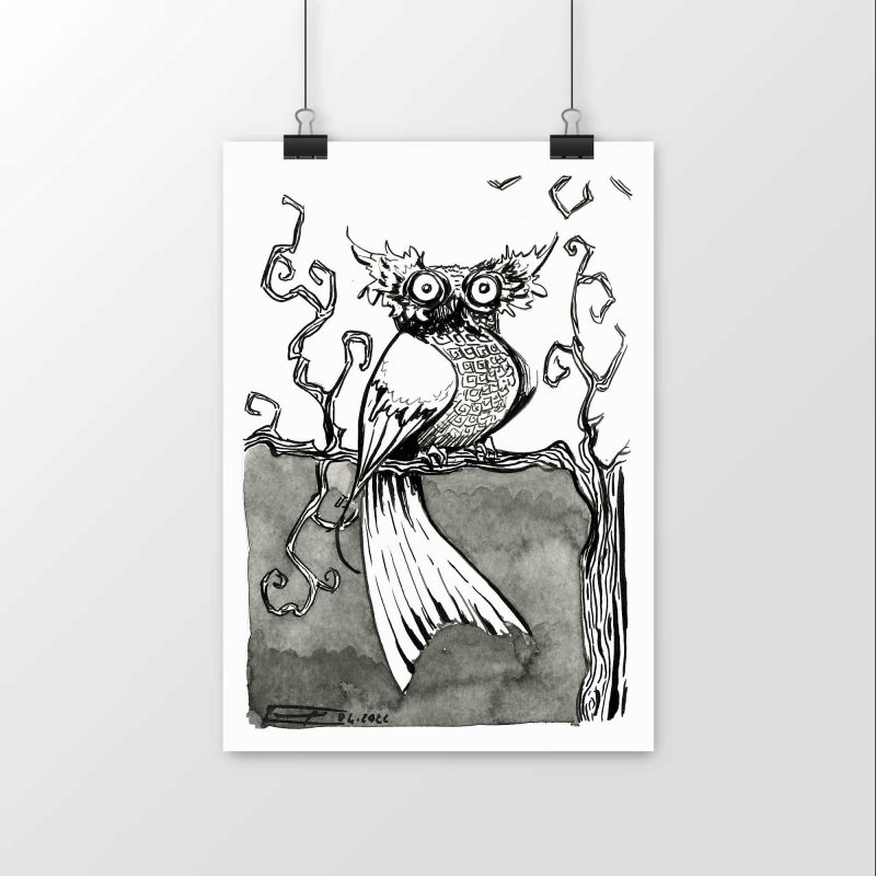 Luster Paper Poster - Coffee Owl
