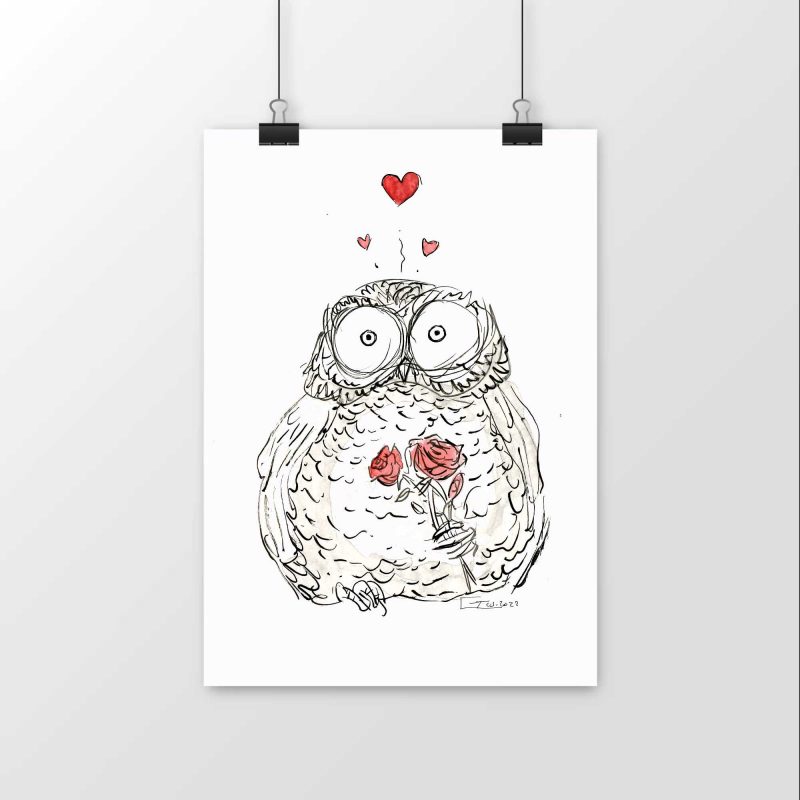 Luster Paper Poster - Fluffy Loving Owl