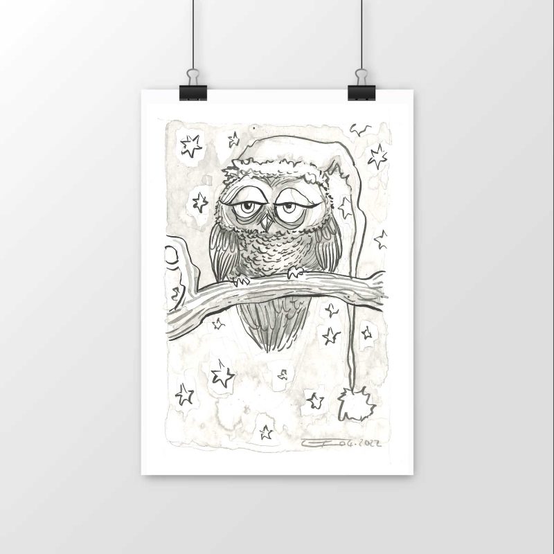 Luster Paper Poster - Sleepy Owl