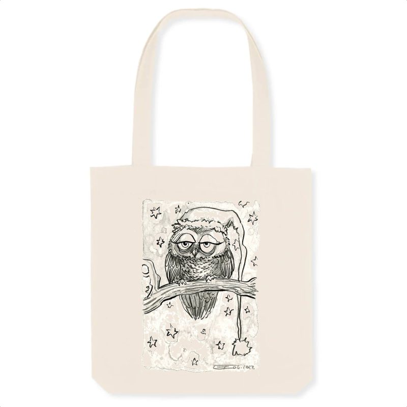 Organic Cotton Tote Bag - Sleepy Owl