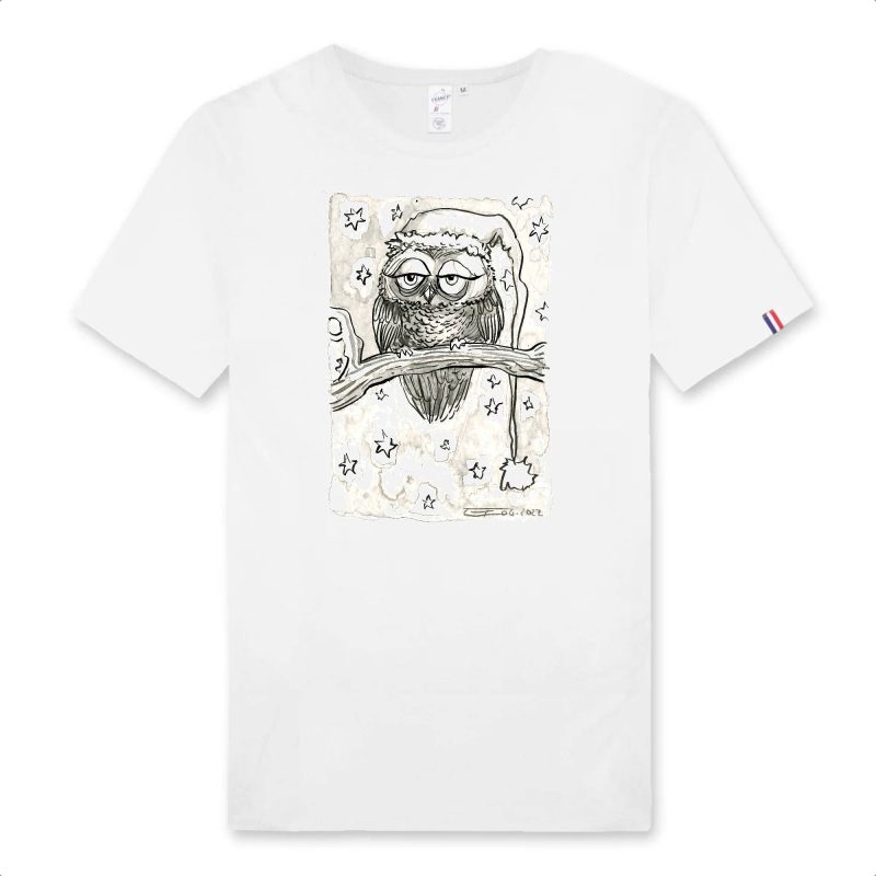 Unisex Organic Cotton T-shirt - Made in France - Sleepy Owl