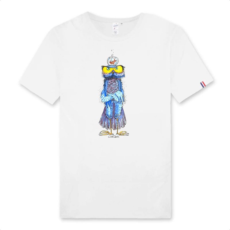 Unisex Organic Cotton T-shirt - Made in France - Grumpy Blue Owl