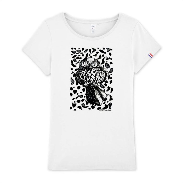 Organic Cotton Slim Fit T-Shirt - Made in France - Camouflaged Owl